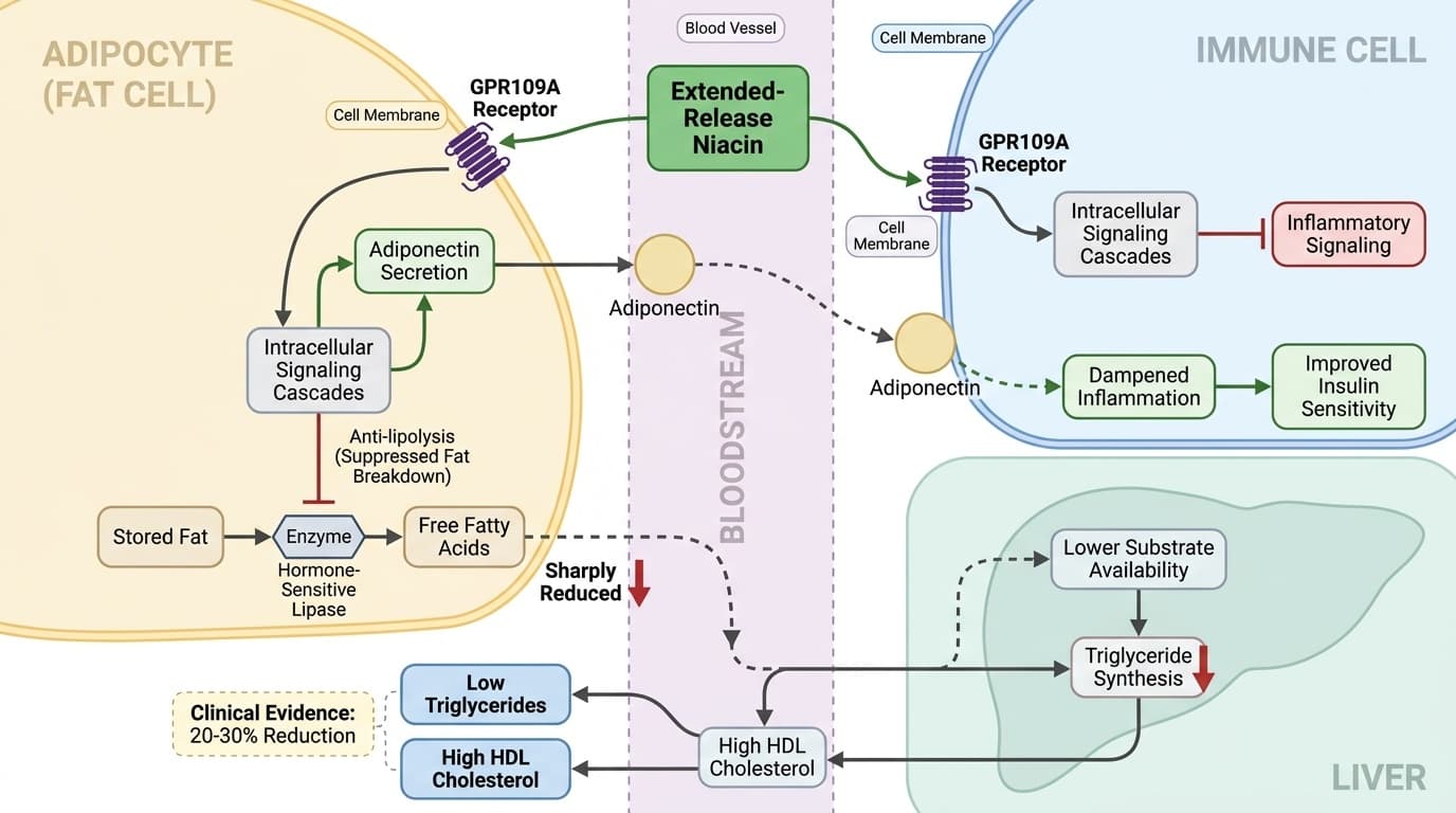 How Niacin's GPR109A Receptor Triggers Dual Lipid and Inflammation Control