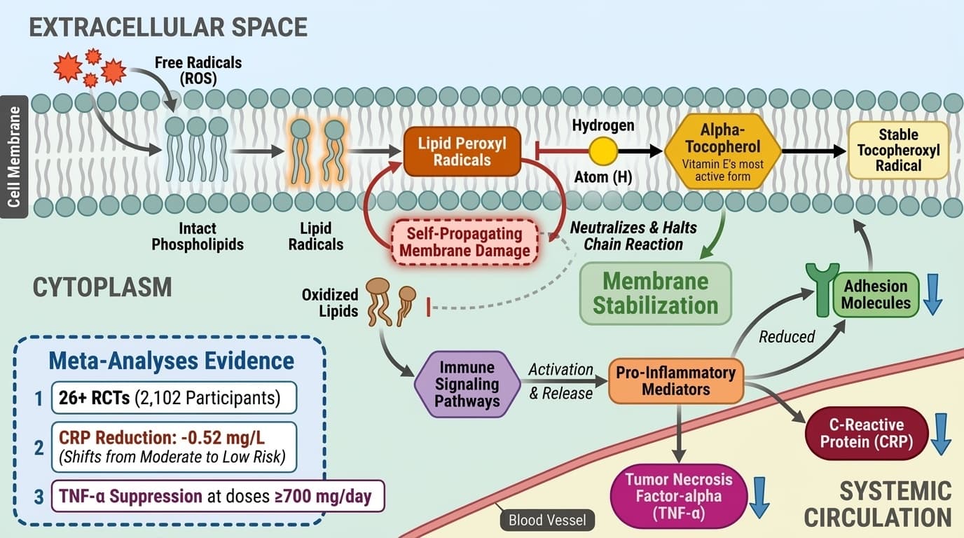 How Vitamin E's Alpha-Tocopherol Reduces Inflammation via Membrane Protection