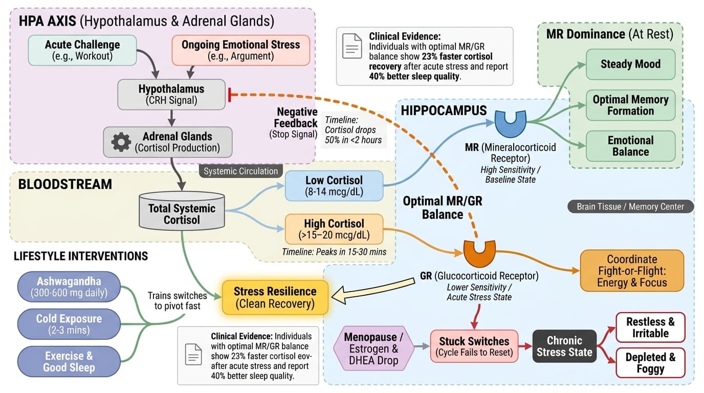 The Cortisol Switch: How Your MR/GR Receptor Balance Decides Whether Stress Heals or Hurts